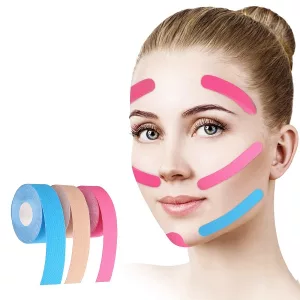 kineziologická páska na obličej, páska na obličej a krk, páska na vrásky