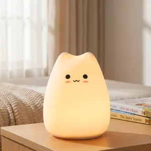 cat night light, 7 colors night lamp, touch lamp, touch bedside lamp, dimmable touch lamp, led touch lamp