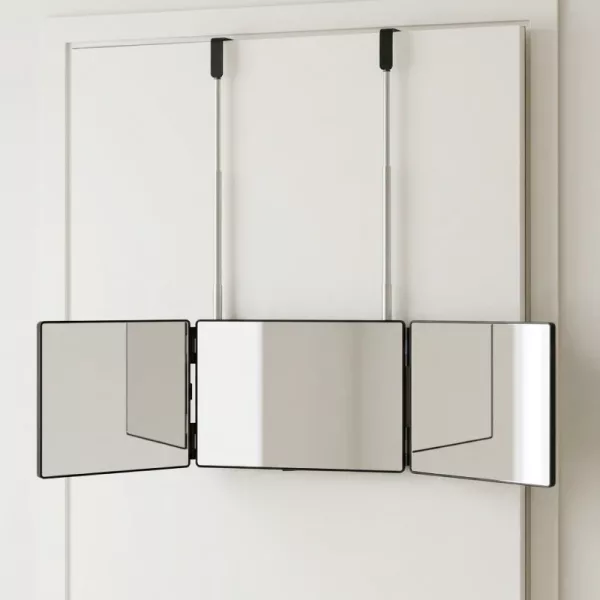 trifold mirror, foldable vanity mirror, telescopic mirror, adjustable vanity mirror, portable vanity mirror, trifold vanity mirror