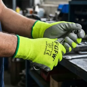 10 párů povrstvených pracovních rukavic